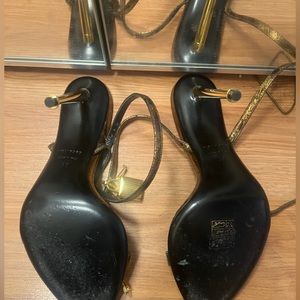 Tom ford metallic lizard-print lock high heel sandal